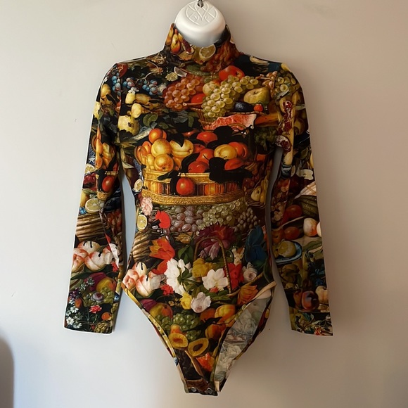 Samantha Pleet Harvest Fruit Print Mock Neck Bodysuit - Picture 3 of 14